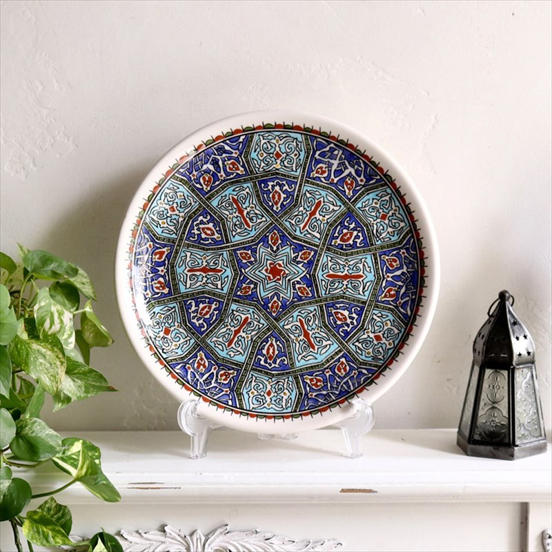 トルコ アンティーク 飾り皿 トルコ陶器飾り皿 直径30cmプレート