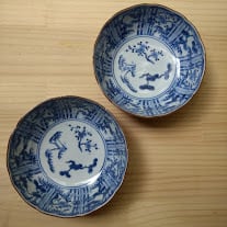 古伊万里 染付 松竹梅 なます皿 膾皿 日本の古いお皿 骨董