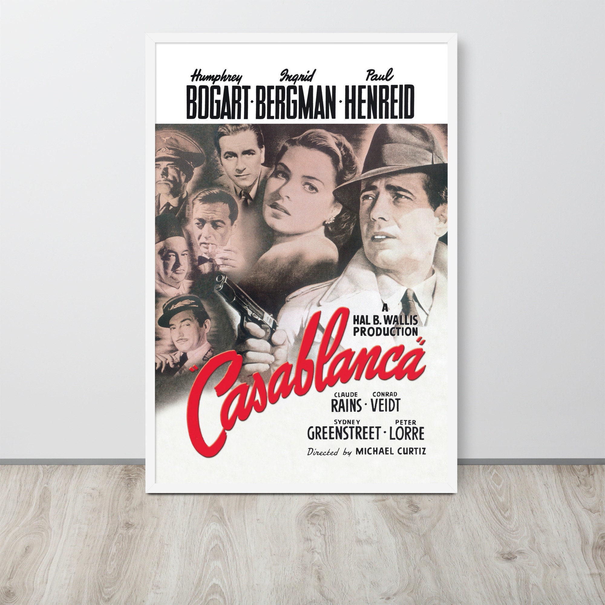 1940 Wood Frame Vintage Poster カサブランカ