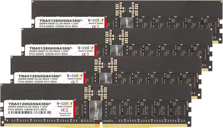 V-Color DDR5 512GB (128GBx4) 6000MHz CL38 4Rx4 OC R-DIMM