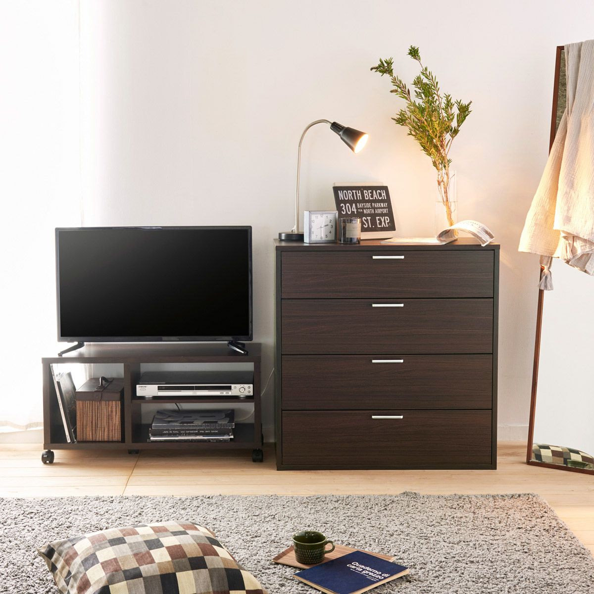 マルニ 地中海 チェスト木製6段タンス ダークブラウン マルニ 地中海