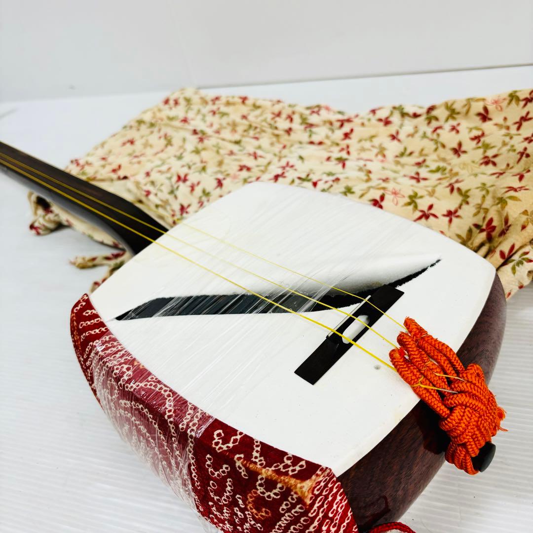 細棹長唄三味線 和楽器 民謡 太さ2.6cm 天然素材 天然皮 丸