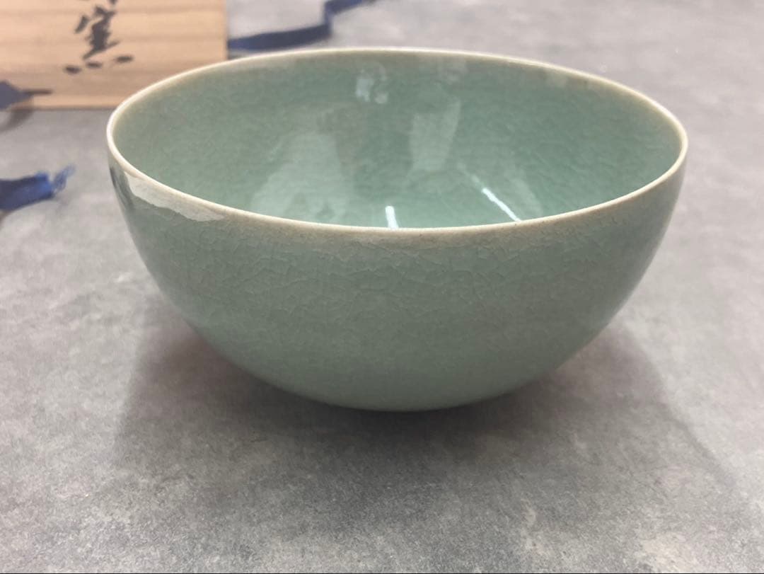 漢青陶窯 金福漢 作 高麗青磁茶碗（共箱） 5854 漢青窯 金福漢 ( 漢青