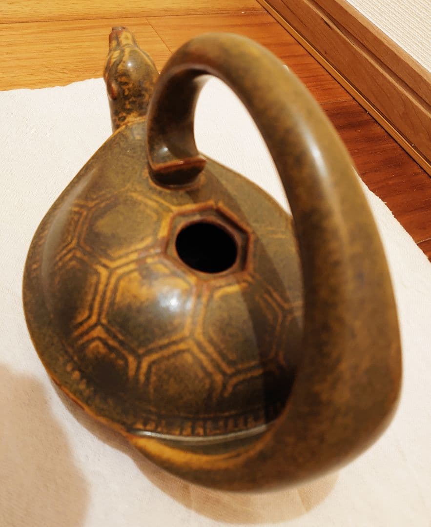 薩摩焼 壽官陶苑 亀型 酒器 蕎麦釉 ヴィンテージ