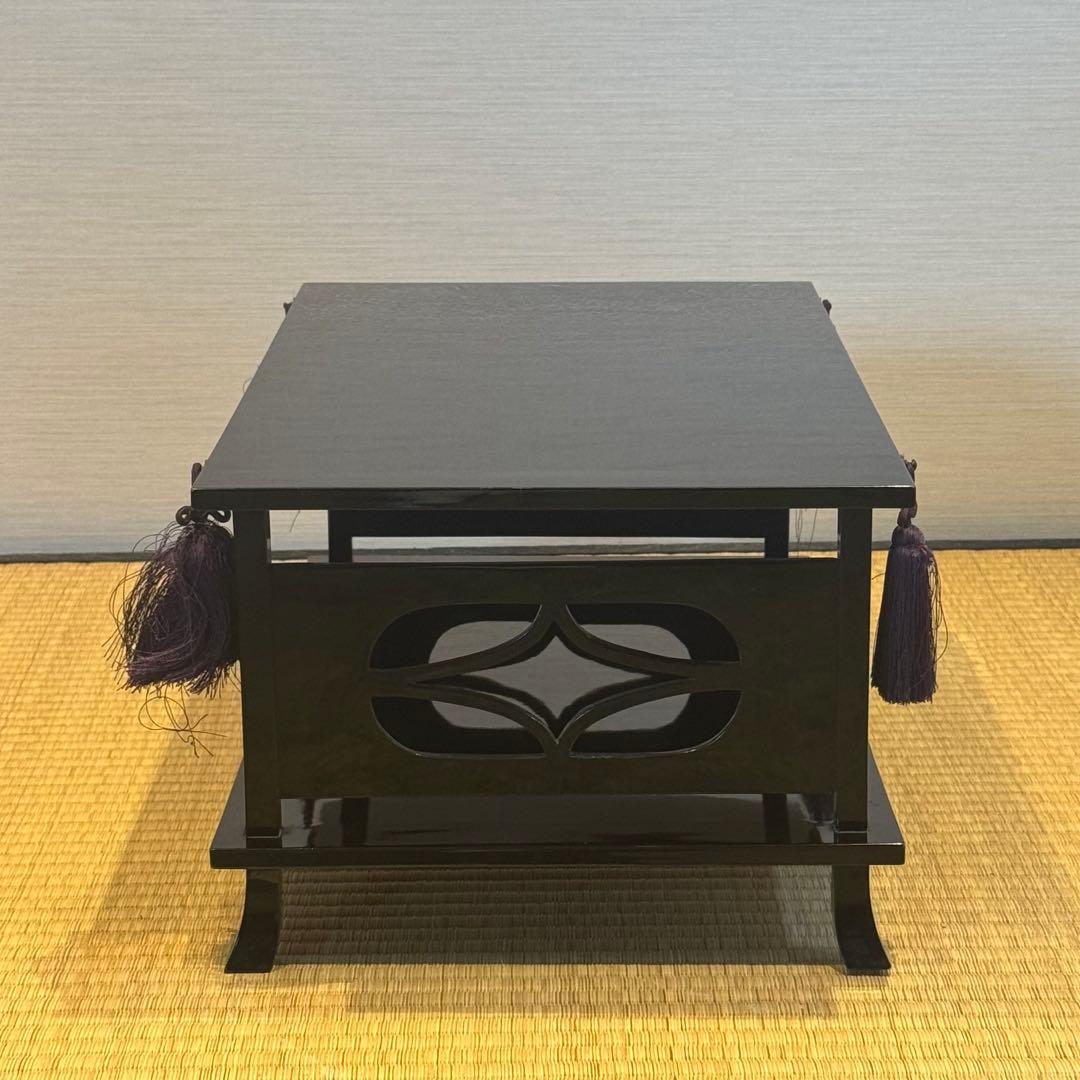 塗師 喜斎 作 蝋色 冠卓 房飾 共箱 木製漆器 花台 二