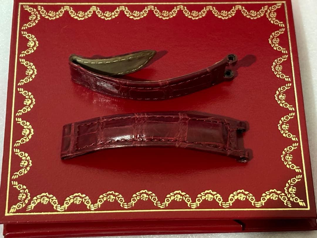 【美品】 Cartier 純正 時計ベルト クロコ カルティエ Cartier 純正 クロコバンド グリーン クロコダイル 腕時計