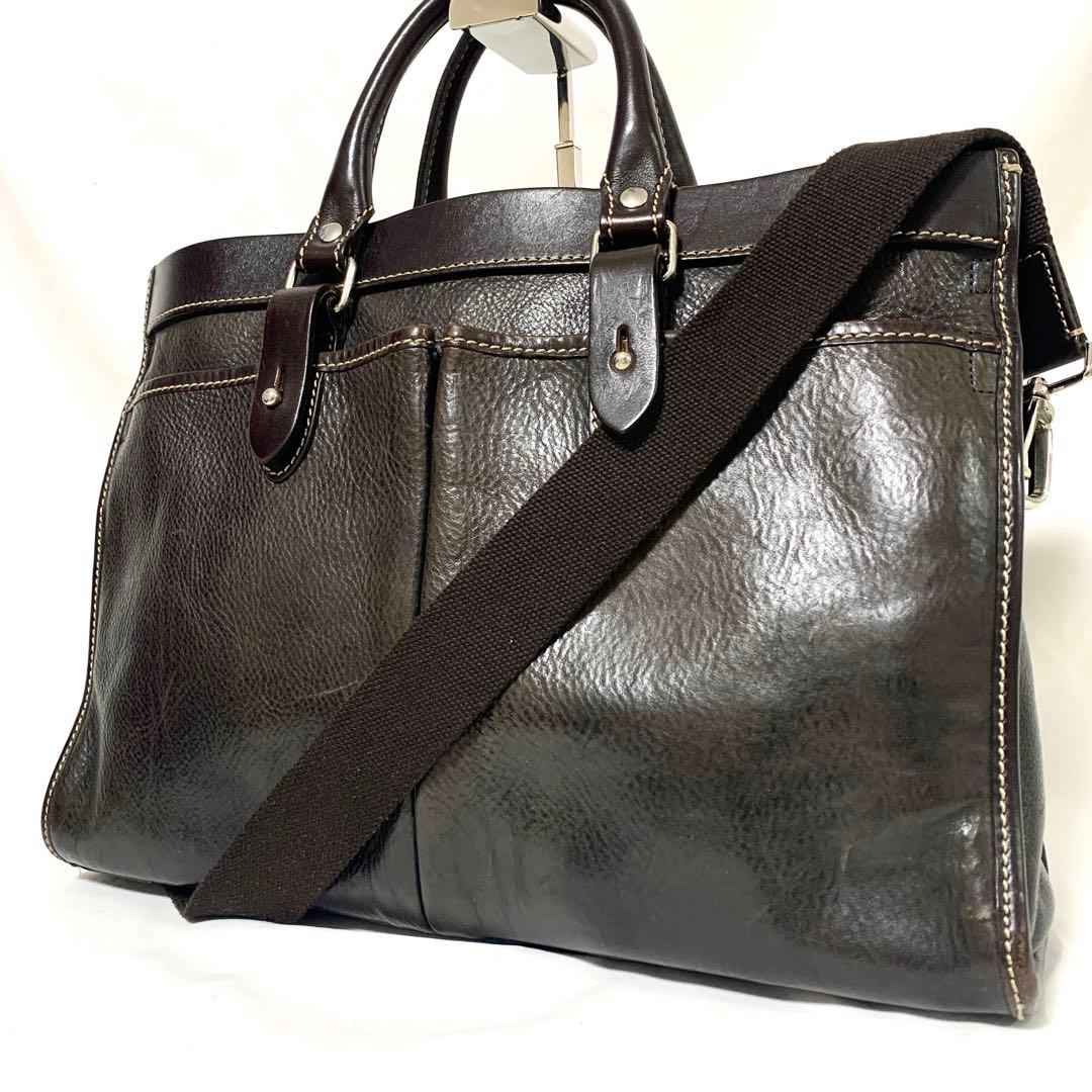 美品✨ ステファノマーノ　オールレザー　ビジネスバッグ　2way　ブラウン