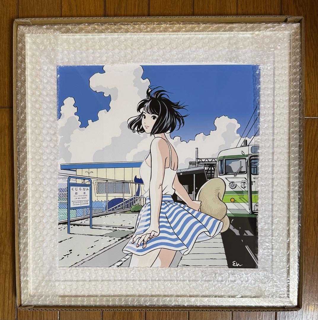【未使用美品】江口寿史 複製画 「日曜日のサマートレイン」 サイン入り 江口寿史 RECORD展 オリジナル複製画「日曜日のサマートレイン」